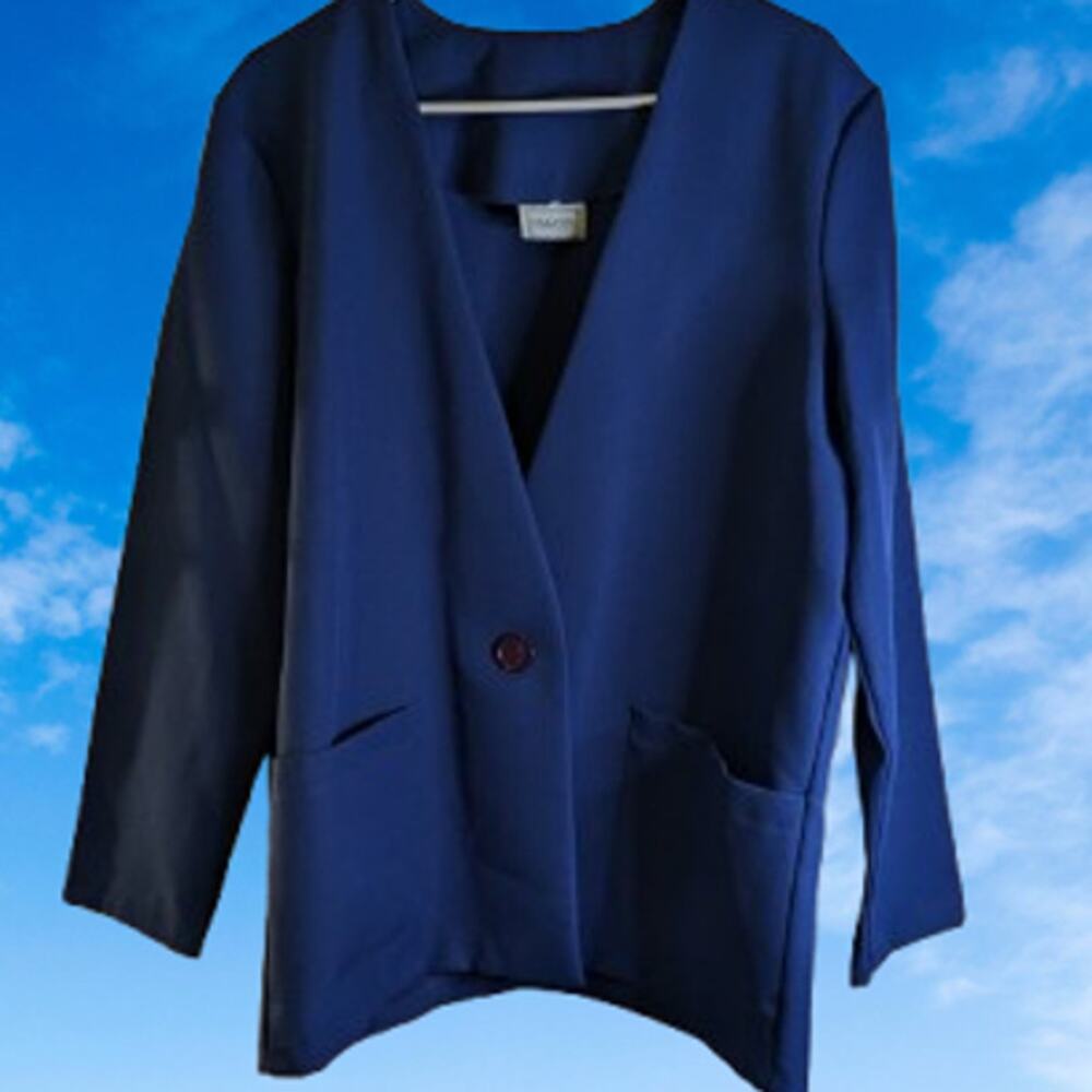 Symmetry 3XL NWOT royal blue 1 button front pockets long sleeve woman's jacket